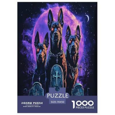 Doberman Puzzle 1000 Teile Schwer Puzzle Spielzeug Pädagogisches Spiel Impossible Herausforderung Spielzeug Für Erwachsene Und Kinder Ab 12 Jahren 70x50cm/1000pcs von ChengzeTCo